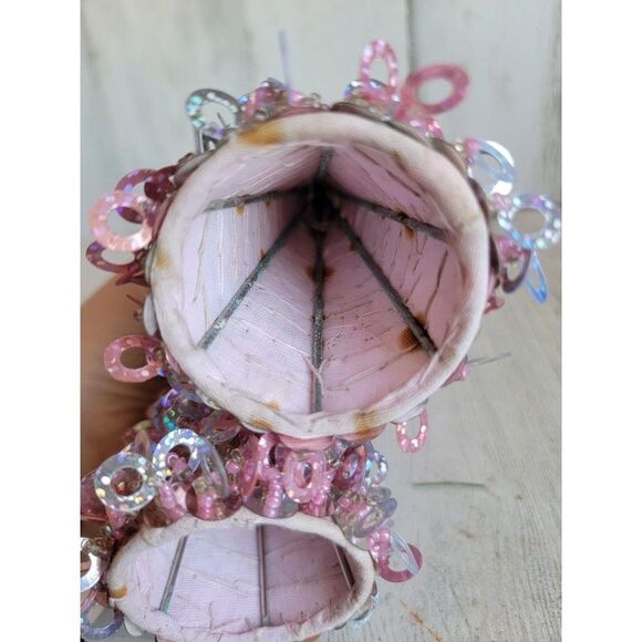 Pink sequin tree ornament set Xmas glitter cute unique - Picture 5 of 7